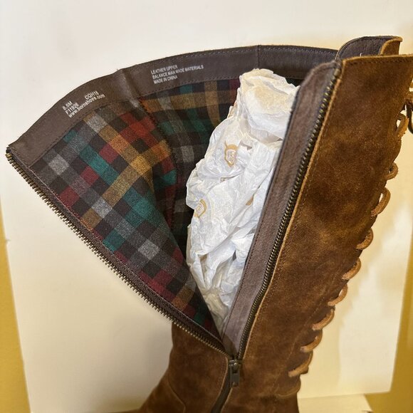 New Born Azurite Womens Sz 8.5M Knee High Boots, Brown Rust Suede Leather F11926 - Picture 4 of 14